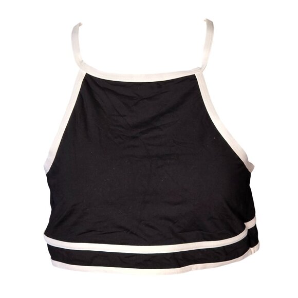 Tempt Me Other - Tempt Me Womens Racerback Halter Bikini Top Med Black White Lightly Padded